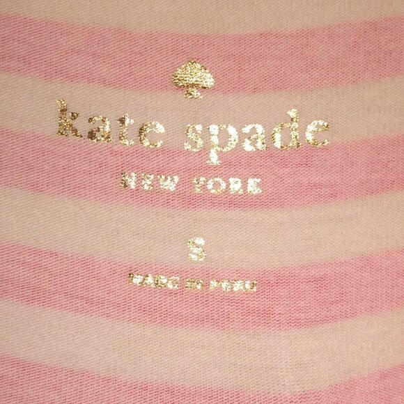 Kate Spade Women’s Small Striped T-shirt with Bow Coral Pink Orange - Picture 5 of 6